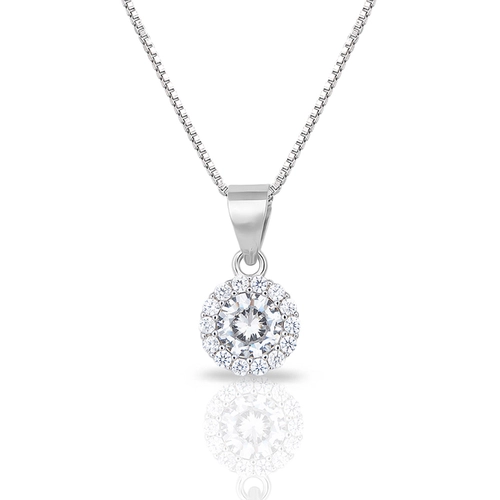 Gargantilha de Prata Ponto Luz com Zircônias Cristal