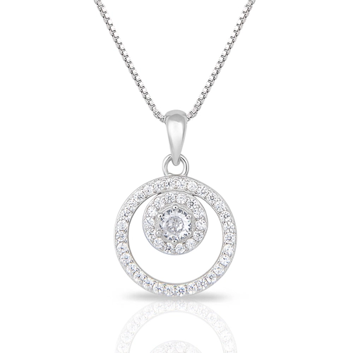 Gargantilha de Prata Redondo Vazado com Zircônias Cristal