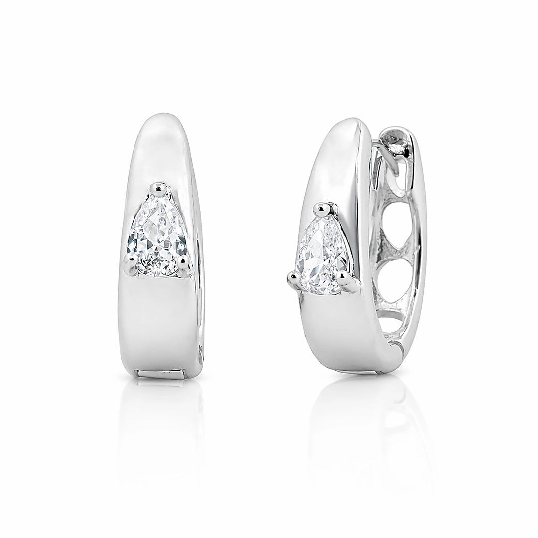 Brinco Argola Click Espelhada com Zircônia Gota G