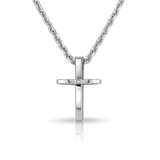Corrente com Pingente de Cruz com Zircônia Cristal