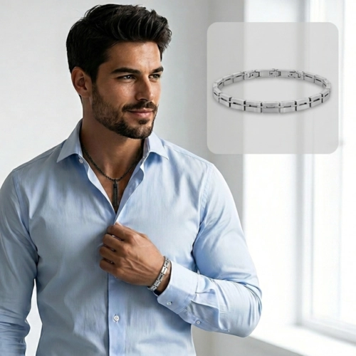 Pulseira com Elos Trabalhados e Fosco