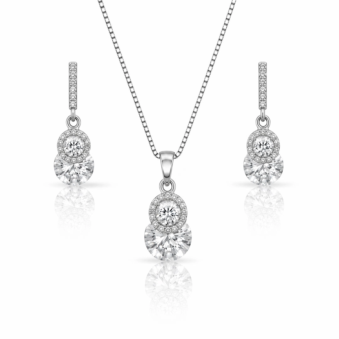 Gargantilha Blend Collection com Brincos e Zircônias Cristal