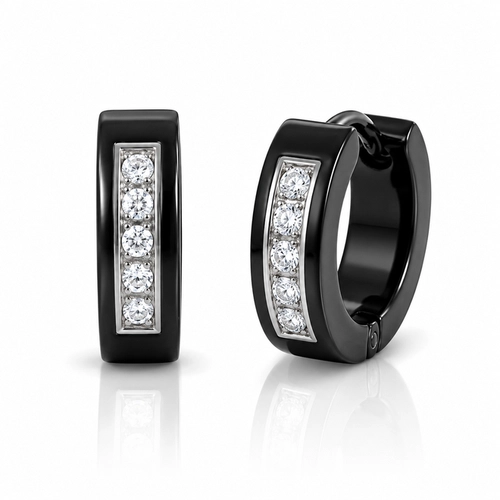 Brinco Argola Click Carbonada com Zircônias Cristal