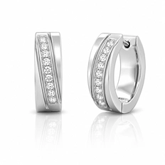 Brinco de Aço Argola Click Trabalhada com Zircônias Cristal