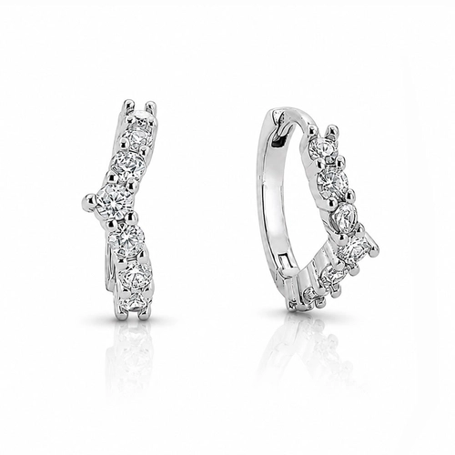 Brinco Argola Click Trabalhado com Zircônias Cristal
