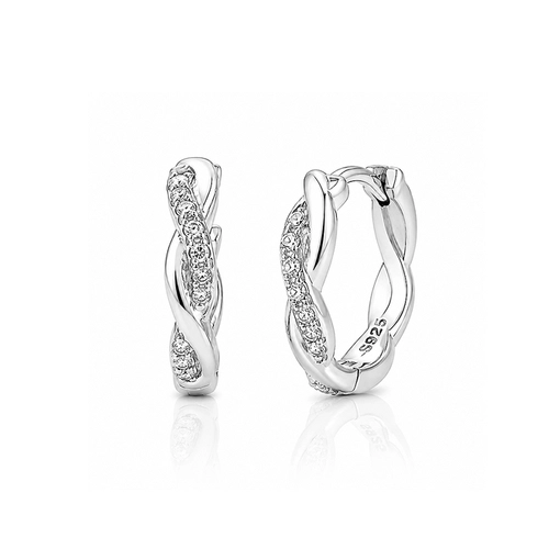 Brinco Argola Click com Símbolo do Infinito e Zircônias Cristal