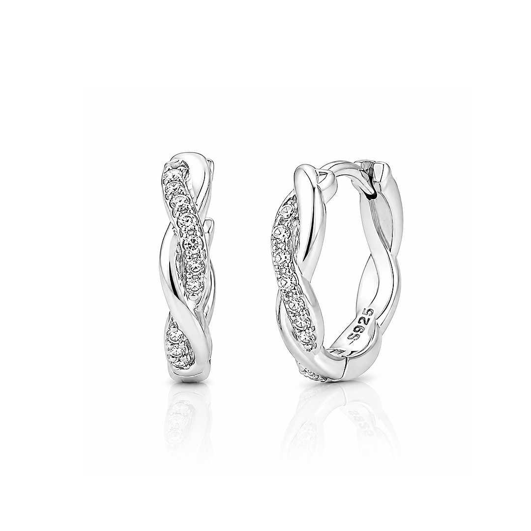 Brinco Argola Click com Símbolo do Infinito e Zircônias Cristal