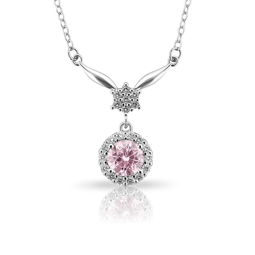 Gargantilha de Prata Blend Collection Redonda com Zircônias Cristal e Rosa
