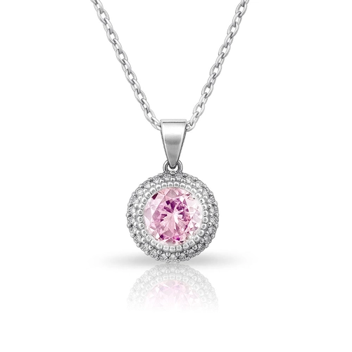 Gargantilha de Prata Blend Collection Redonda com Zircônias Cristal e Rosa