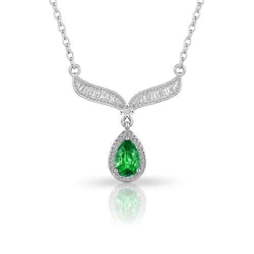 Gargantilha de Prata Blend Collection Gota de Zircônia Esmeralda