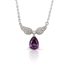 Gargantilha de Prata Blend Collection Zircônia Asas Elegance Gota Ametista