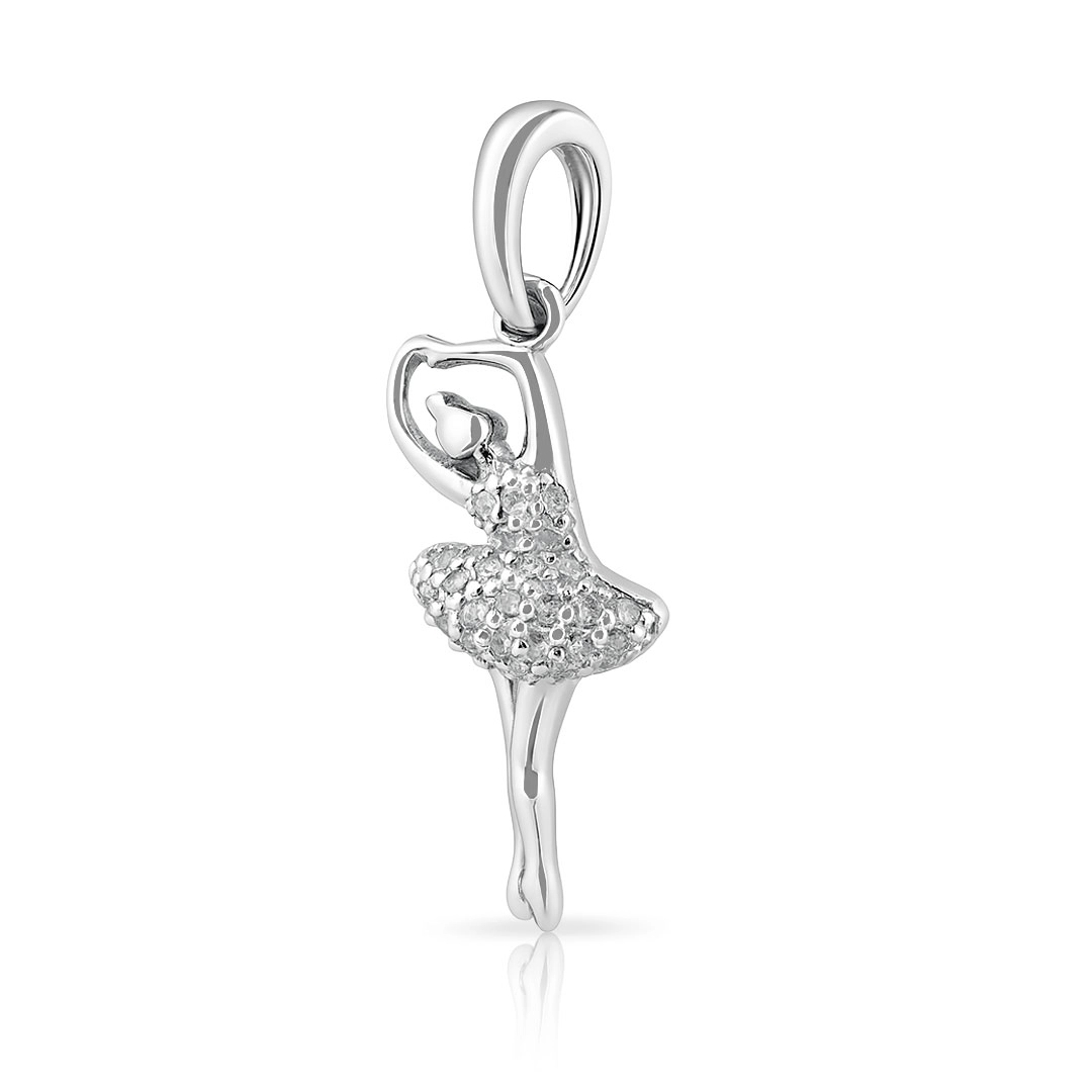 Pingente Bailarina Cravejada com Zircônias Cristal