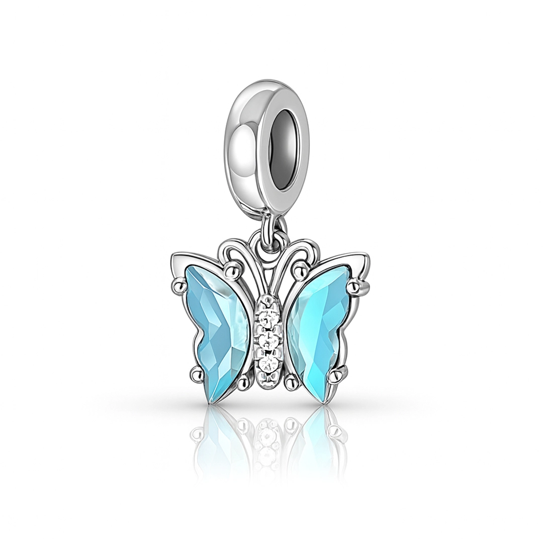 Berloque Borboleta com Cristal Boreal