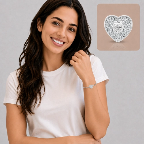 Berloque Coração com Zircônias Cristal Cravejadas