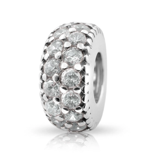 Berloque de Prata Separador com Zircônias Cristal