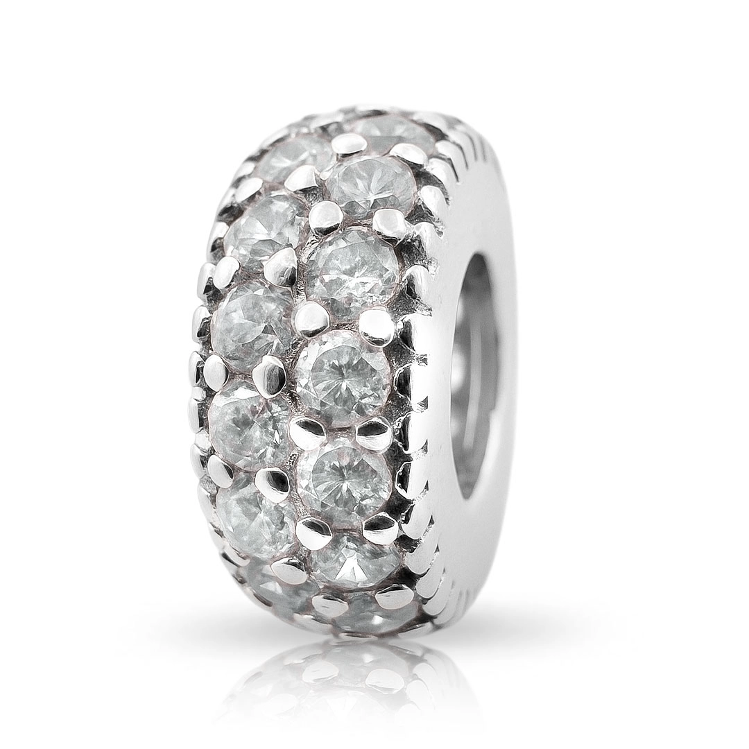 Berloque de Prata Separador com Zircônias Cristal