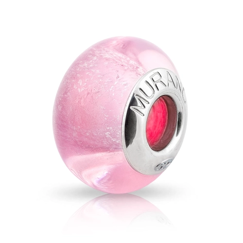 Berloque de Prata Separador Murano Rosa