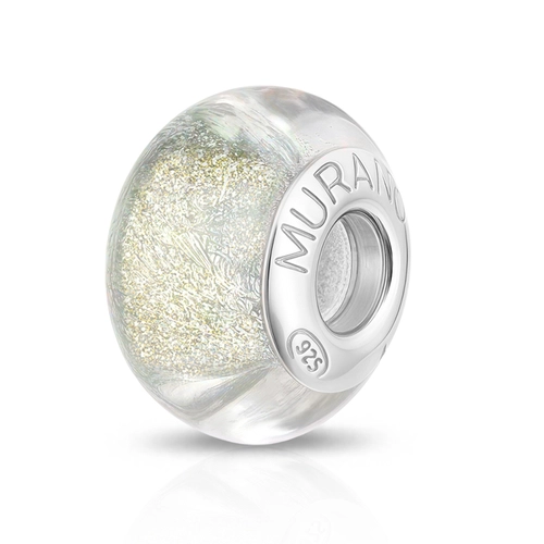 Berloque de Prata Separador Murano Dourado