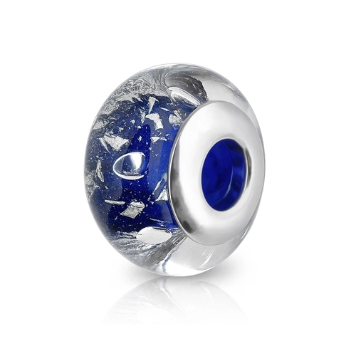Berloque de Prata Separador Murano Azul