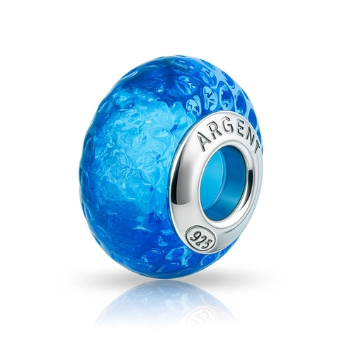 Berloque de Prata Separador Murano Azul