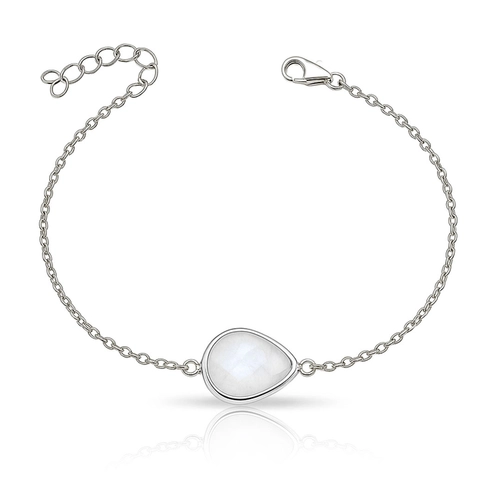 Pulseira Prata 925 com Gota em Pedra da Lua Natural