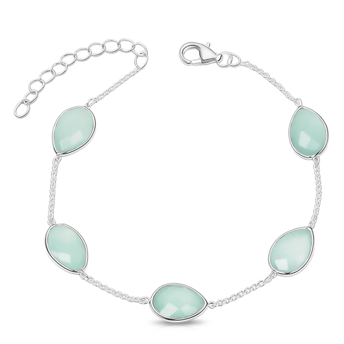 Pulseira de Prata 925 com Calcedônia Natural Gota
