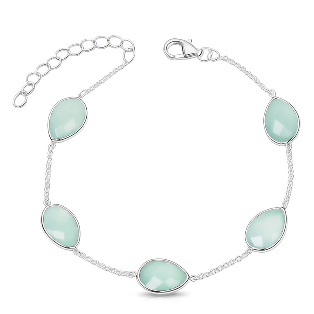 Pulseira de Prata 925 com Calcedônia Natural Gota