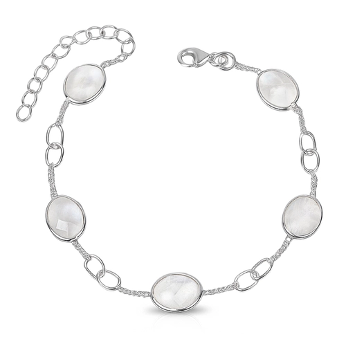 Pulseira de Prata 925 com Pedra da Lua Natural