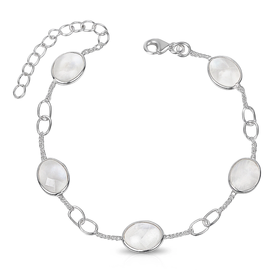 Pulseira de Prata 925 com Pedra da Lua Natural