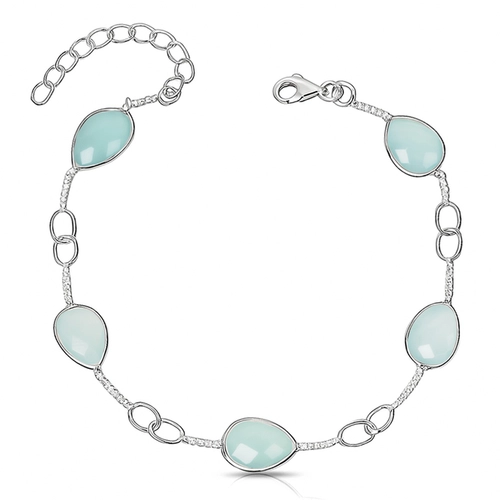 Pulseira de Prata 925 com Calcedônia Natural Gota