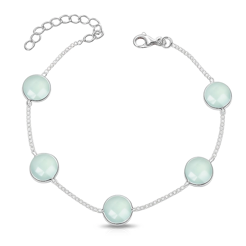 Pulseira de Prata 925 com Cinco Calcedônias Naturais