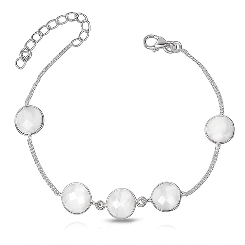 Pulseira de Prata 925 com Pedra da Lua Redonda