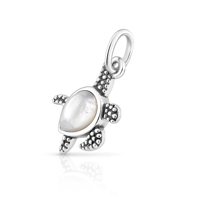 Pingente de Prata 925 Tartaruga com Pedra da Lua Natural