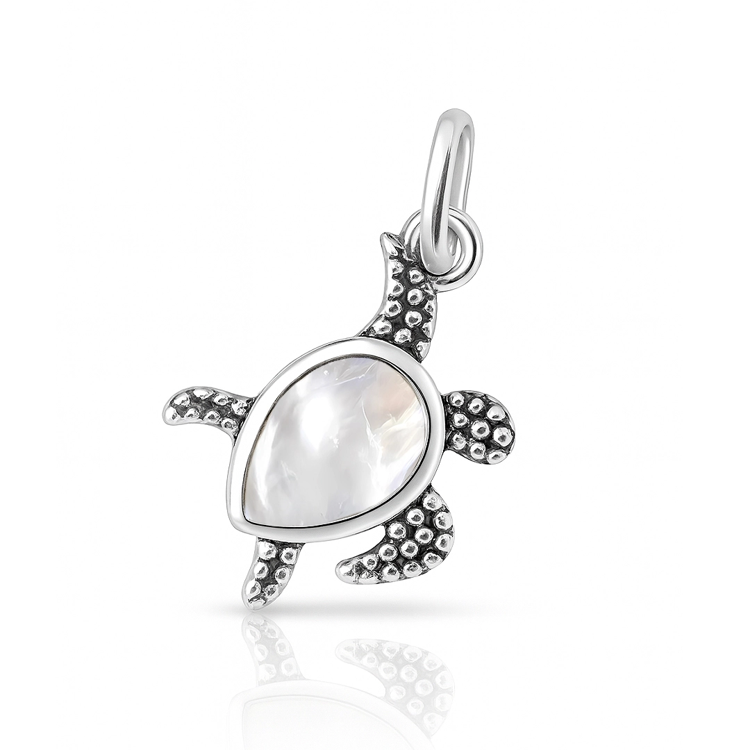 Pingente de Prata 925 Tartaruga com Pedra da Lua Natural
