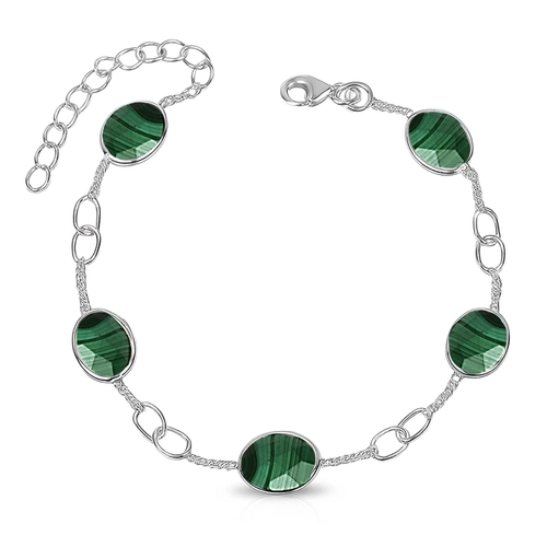 Pulseira Oval com Malaquita Natural