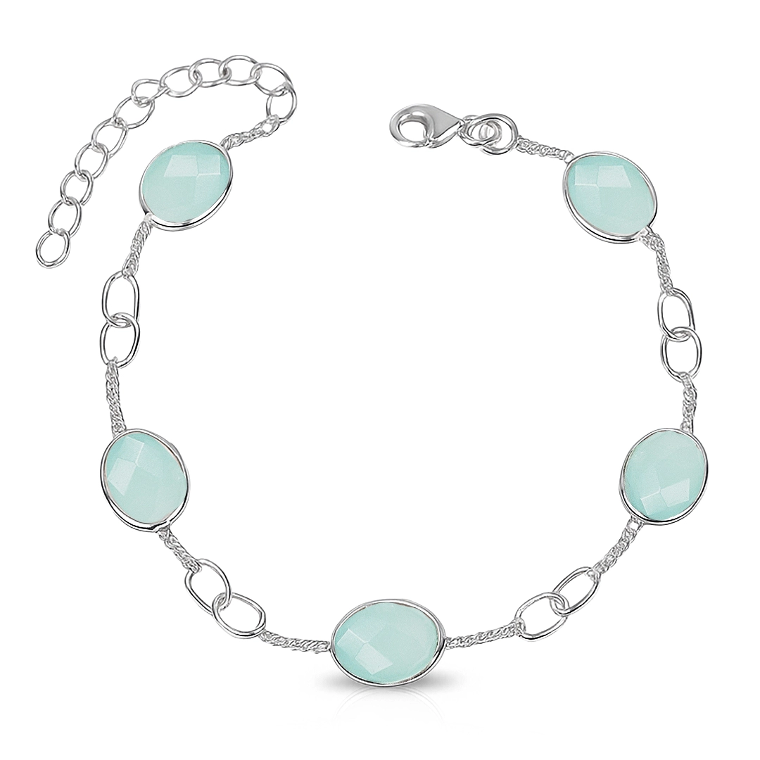 Pulseira com Calcedônia Natural Oval