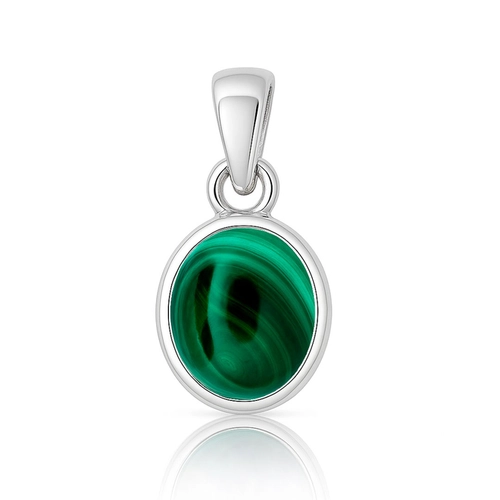 Pingente Oval com Malaquita Natural