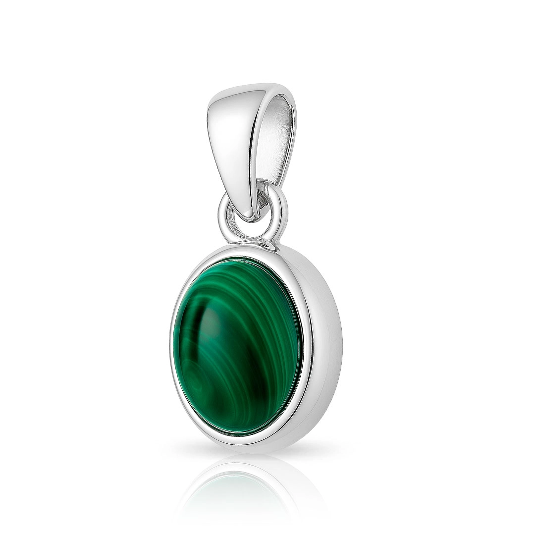 Pingente Oval com Malaquita Natural