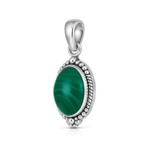 Pingente Oval Trabalhado com Malaquita Natural