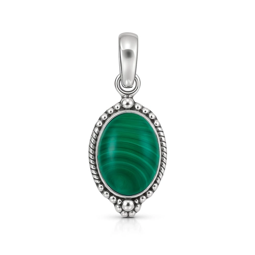 Pingente Oval Trabalhado com Malaquita Natural