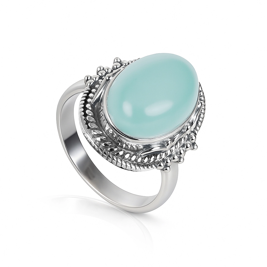 Anel com Calcedônia Natural Oval