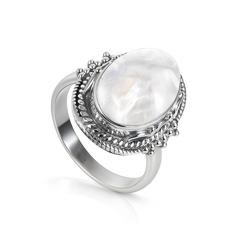 Anel com Pedra da Lua Natural Oval