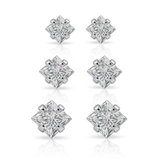 Kit de Brincos Top com Zircônia Cristal Quadrada