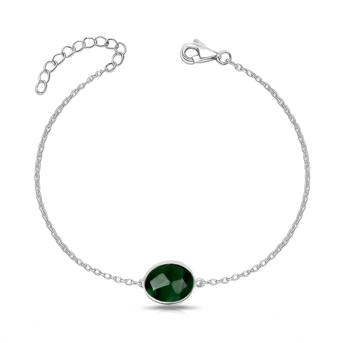 Pulseira com Malaquita Natural Oval