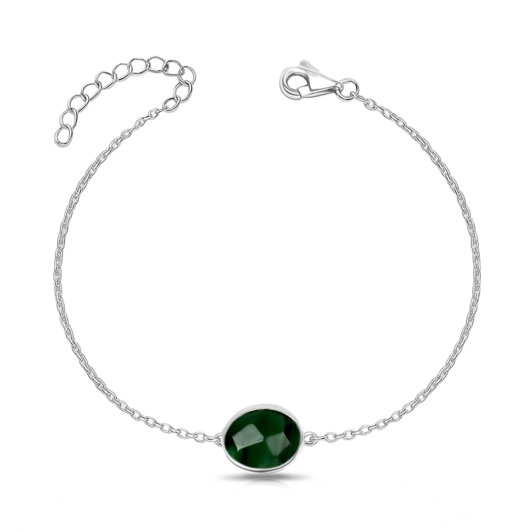 Pulseira com Malaquita Natural Oval