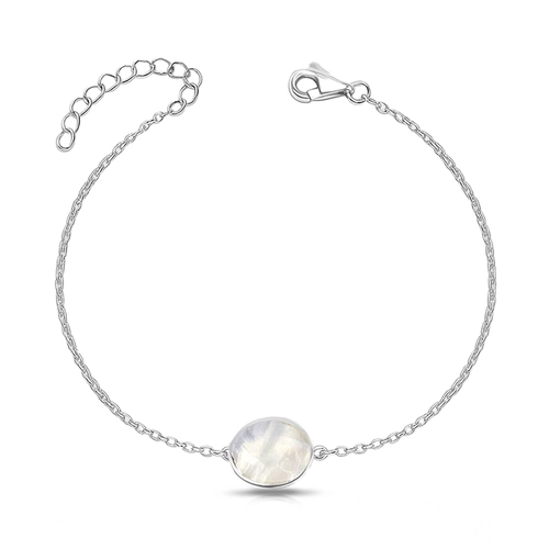Pulseira de Prata 925 Oval com Pedra da Lua Natural