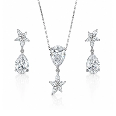 Gargantilha Blend Collection com Brincos e Zircônias Cristal Gota