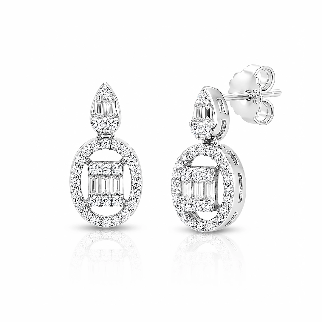 Brinco Balanço Blend Collection com Zircônias Cristal Redondas