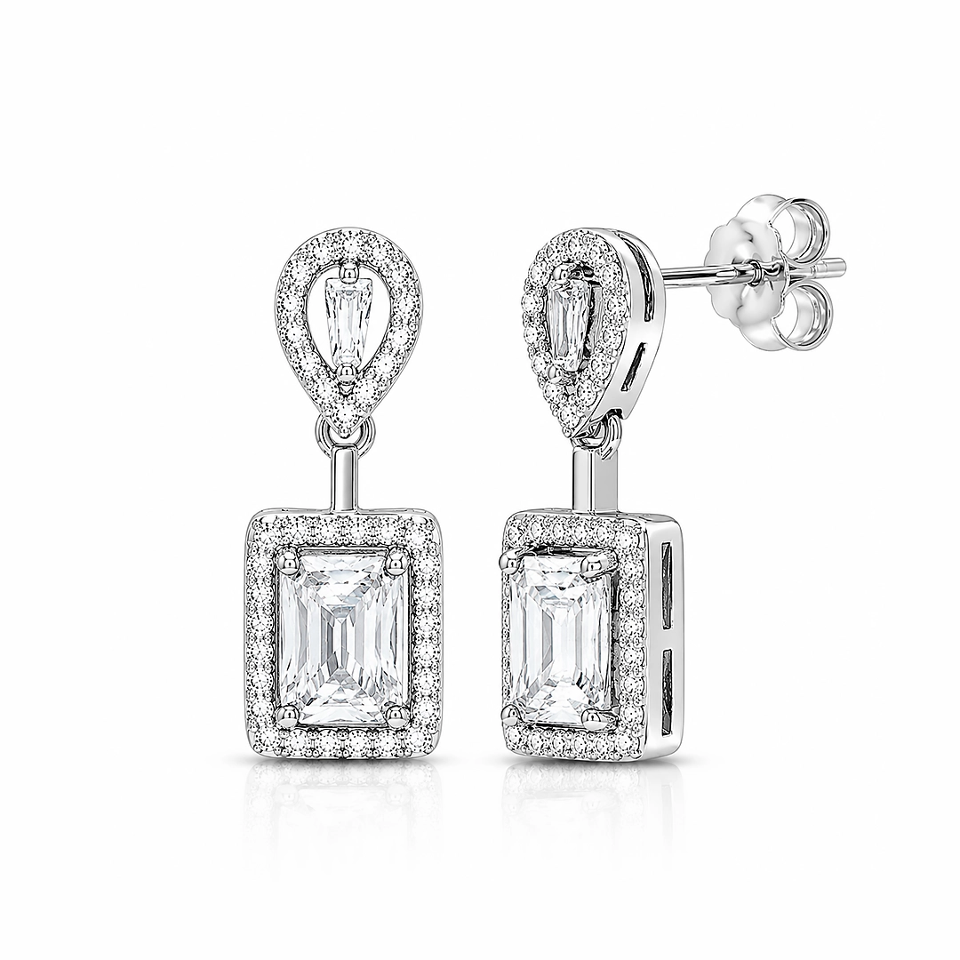 Brinco Blend Collection com Retângulo em Zircônias Cristal