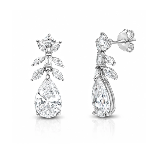 Brinco Blend Collection Folhas com Zircônias Cristal Gota